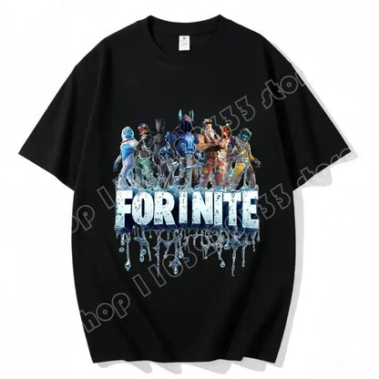 Fortnite Rundhals-T-Shirt für Erwachsene, unisex, Gaming-Dance-Mode, neu, aus reiner Baumwolle, kurzärmeliges Oberteil, perfekt für Freizeit und Urlaub