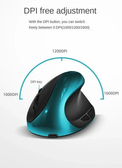 BTS-908 Hot Selling Rechargeable Vertical Mice Ergonomic Wireless Mouse 2.4G USB Receiver 1600 Adjustable DPI 6 Buttons Mouse