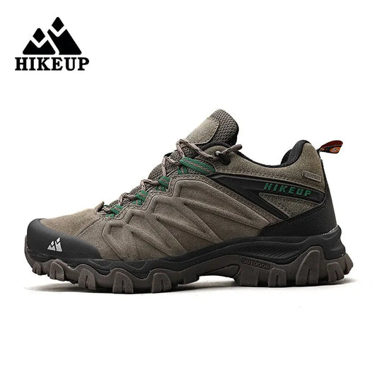 HIKEUP Zapatos de senderismo de cuero de alta calidad para hombre, calzado deportivo outdoor duradero, zapatos de cuero para trekking, escalada y caza con cordones