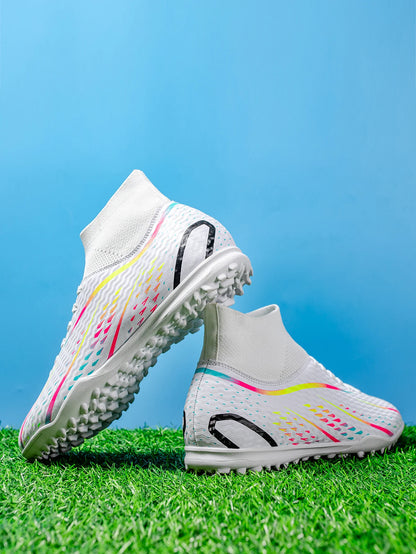 Chaussures de football TF professionnelles pour hommes, femmes et enfants, en PU + tissu respirant, semelle en caoutchouc résistante à l'usure