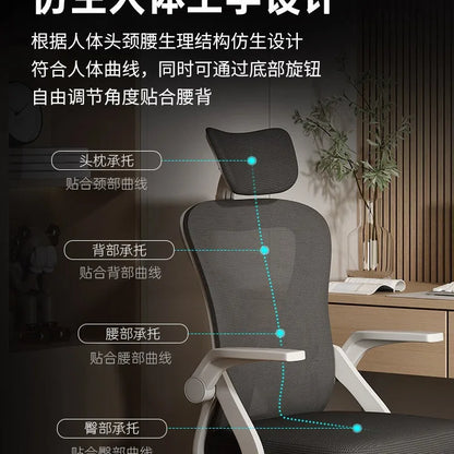 Ergonomischer Computerstuhl für Homeoffice, bequem, für langes Sitzen, Studenten- und Schlafzimmer, mit verstellbarer Rückenlehne