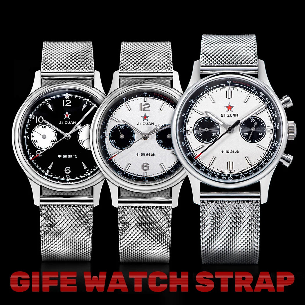 1963 Panda Pilot Chronograph Watch Men 40mm Air Force Sapphire Senior  ST1901 Mechanical Wristwatches Retro Clock Reloj Hombre