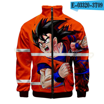 New Fashion Dragon Ball Print Stand Collar Zipper Hoodie Men Women Zipper Hoodies Jackets Long Sleeve Sport Hip Hop Sweatshirts
