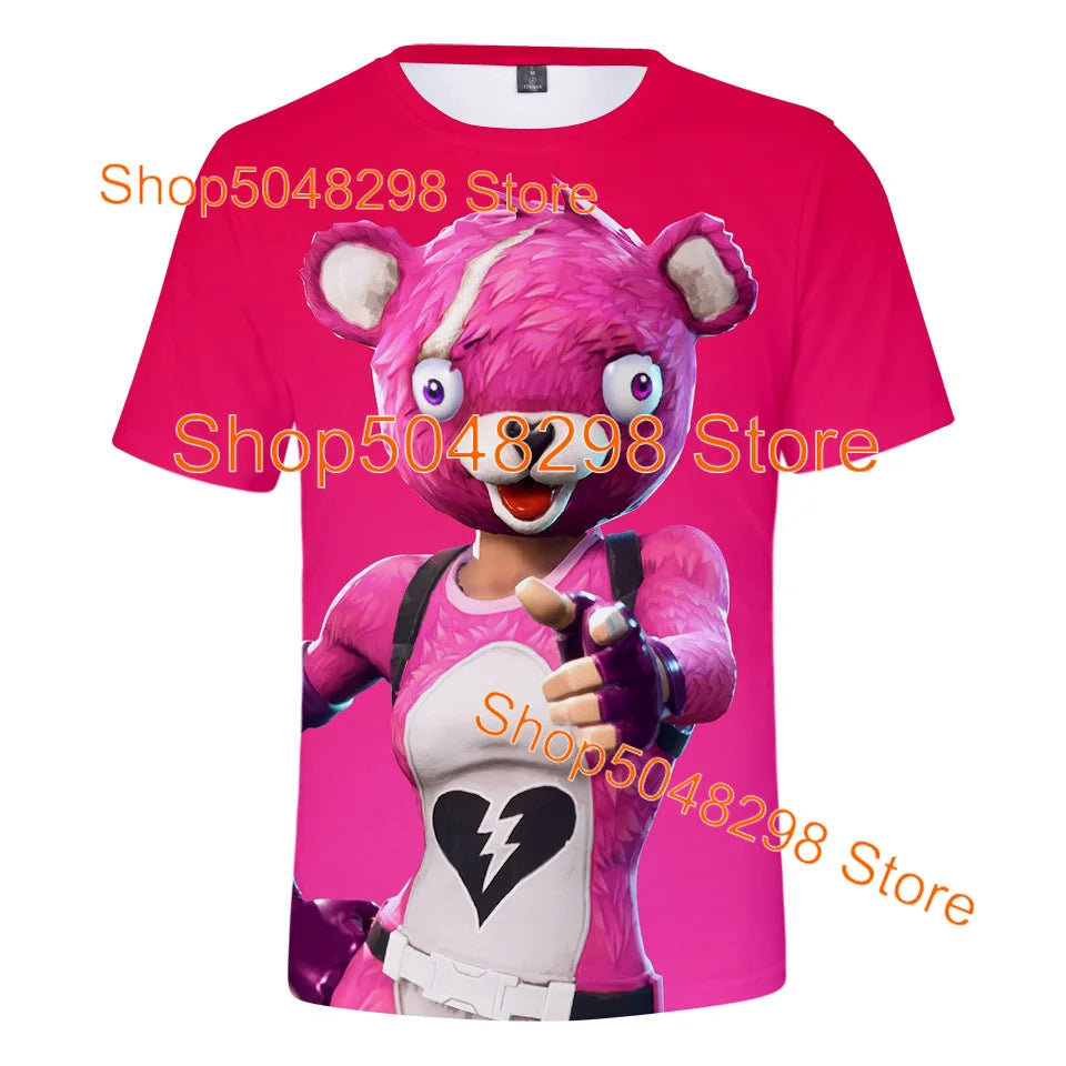 Bushranger Fortnite T-Shirt für Kinder, 3D-Print Banana Peely T-Shirt für Herren und Damen, Tee im Battle-Royale-Game-Design, Sommer-Top, Geburtstagsgeschenke