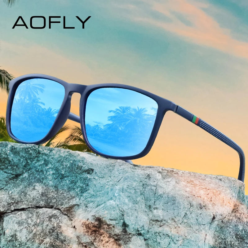 AOFLY sportglasögon för män – fashionabla och bekväma, fyrkantiga spegelglasögon, lätta glasögon för män och kvinnor, UV400