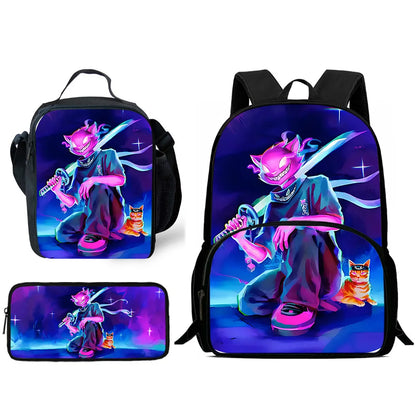 Kinder-Rucksack-Set im angesagten Gaming-Design mit Lunchbag und Federmäppchen, große Kapazität, Schultaschen für Jungen und Mädchen, ideales Geschenk F-FortniteS