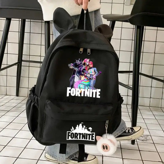 Neuer Fortnite-Cartoon-Rucksack für Jungen und Mädchen, lässige Schultasche mit großem Fassungsvermögen, Studententasche mit Hasenohren, Reiserucksack, Schreibwaren-Geschenk