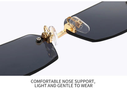 Mode Rimless Solglasögon Män Kvinnor Populära Ramlösa Solglasögon Man Kvinna Klassiska Små Fyrkantiga Sommar Resesolglasögon