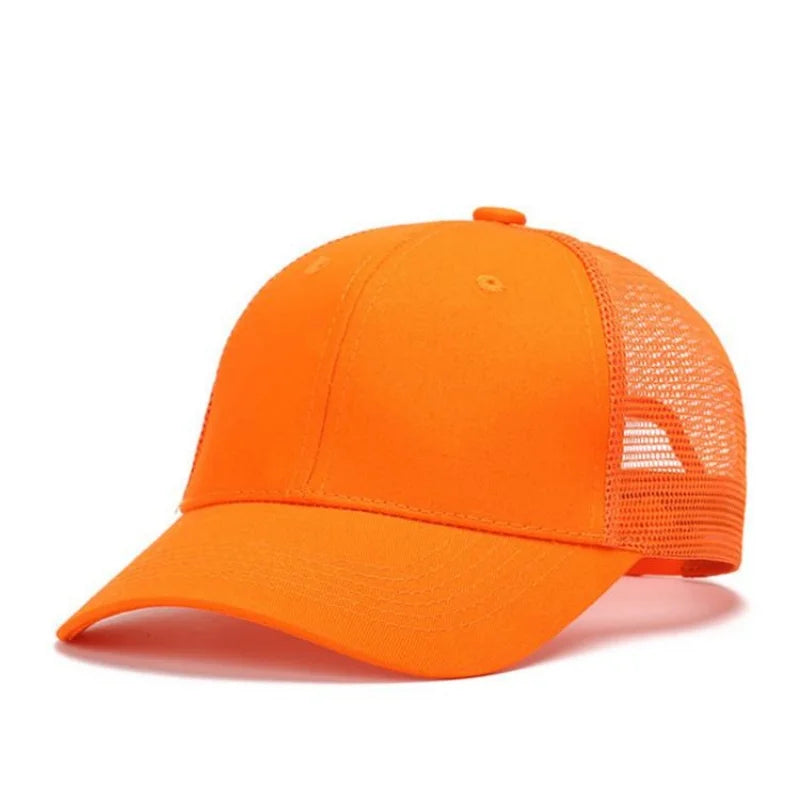 Casquette de baseball pour homme et femme, casquette d'été d'extérieur, casquette de soleil camouflage, casquette en maille respirante, couleur unie, casquette snapback, casquette pour homme