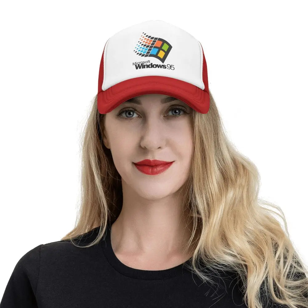 Windows 95 Geeks Nerd Mesh Baseballové čepice Unisex Módní sluneční čepice Nastavitelné čepice typu snapback Rybářské čepice Velkoobchod Nové čepice typu trucker