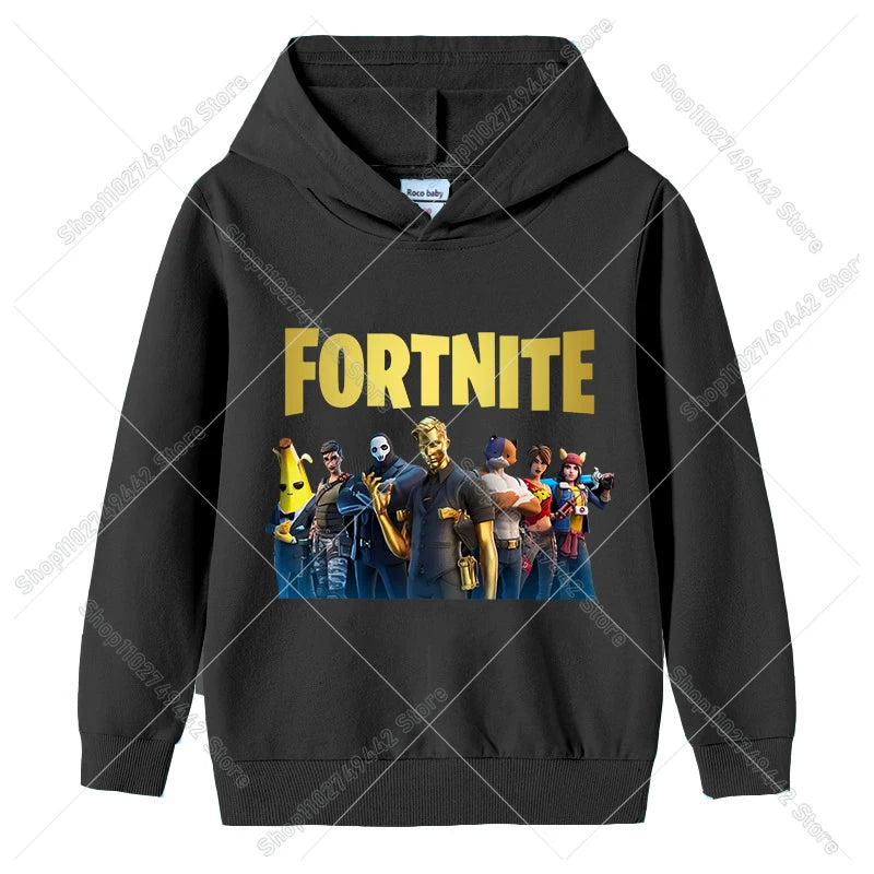Lasten Fortnite-huppari syksyyn, ohut hupullinen collegepaita pojille ja tytöille, pitkähihainen pusero, urheilu- ja vapaa-ajan lastenvaate