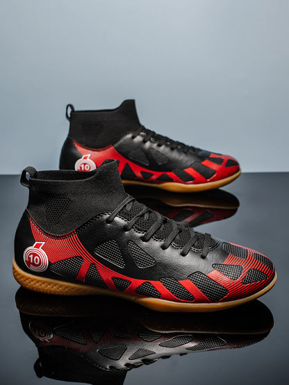 Men's Sports IC Indoor Flat Bottomed Football Shoes Adult High-Tops Wear-Resisting Training Shoes Teenagers Non-Slip Shoes