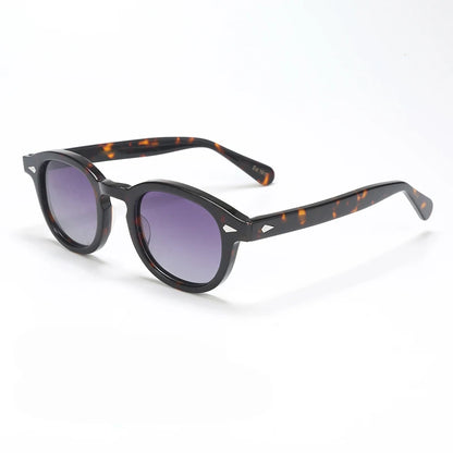 Polariserade solglasögon för män och kvinnor, Johnny Depp-inspirerade solglasögon i Lemtosh-stil, retro, runda, acetatbåge, UV400-glas, Oculos