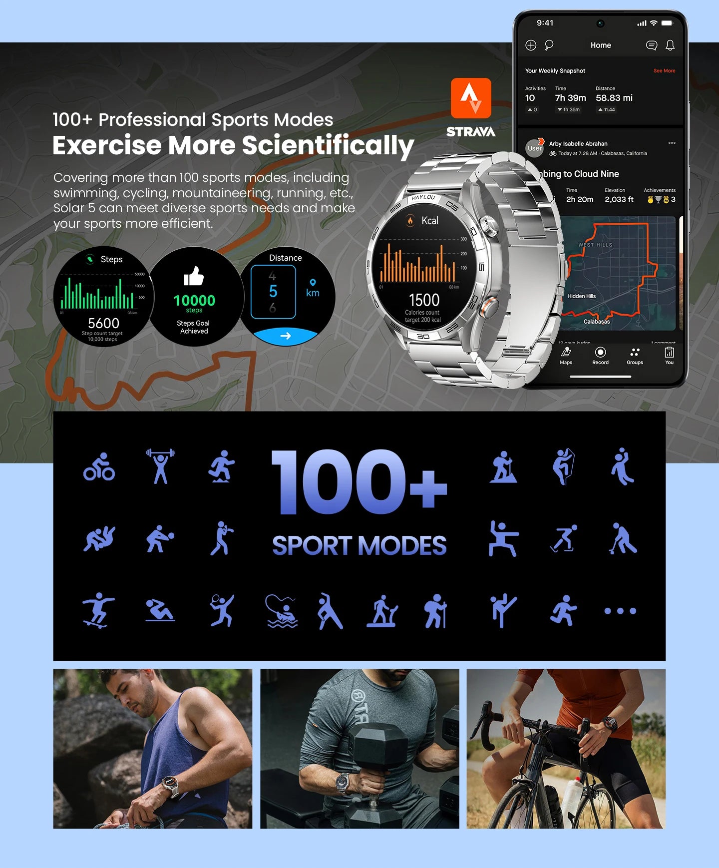 HAYLOU Solar 5 Smart Watch 1.58'' AMOLED Display Smart Watch Voice Calling 24H Health Monitoring 100+ Sport Modes Smartwatch