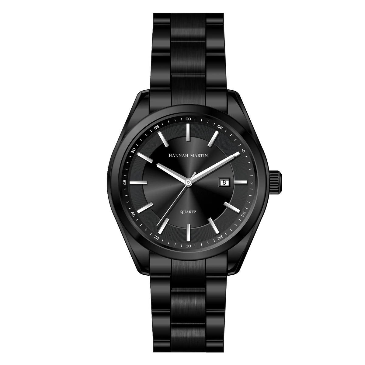 Relógio de quartzo HANNAH MARTIN, 40 mm, para homem, bracelete em aço inoxidável preto, resistente à água até 3 bar, estilo desportivo-chique