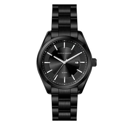 Relógio de quartzo HANNAH MARTIN, 40 mm, para homem, bracelete em aço inoxidável preto, resistente à água até 3 bar, estilo desportivo-chique