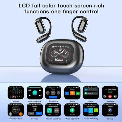 UYUXIO OWS Real Time Translation Earbuds with 144 Languages AI Translating Earphone with LCD Touch Screen Ear Buds Headphone