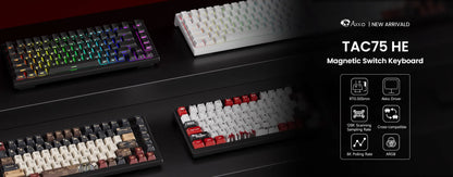 Teclado AKKO TAC75 HE com interruptores magnéticos, formato 75%, teclado gaming Rapid Trigger 0.005mm 8K RGB com fio, teclado personalizado para esports para gamers
