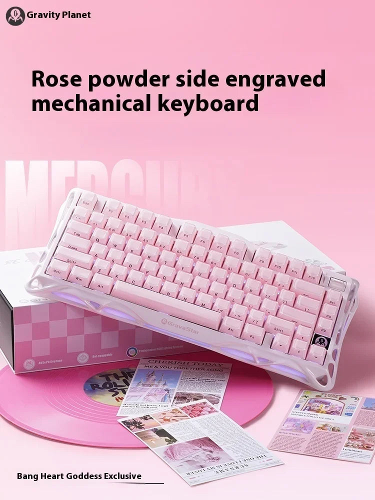 Mercury K1 Grava Star Breaking 75 RGB Mechanical Keyboard Gaming Bluetooth 2.4G Wired RGB Hotswap Gamer Non-contact Keyboard