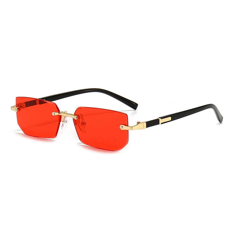 Mode Rimless Solglasögon Män Kvinnor Populära Ramlösa Solglasögon Man Kvinna Klassiska Små Fyrkantiga Sommar Resesolglasögon