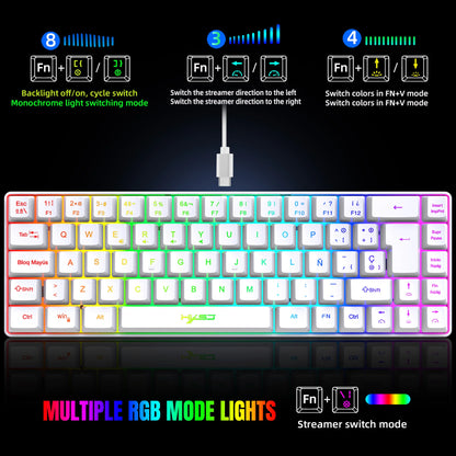 ¡Oferta destacada! Teclado gaming con cable de 69 teclas en español, retroiluminación RGB, diseño compacto al 68%, un accesorio imprescindible para profesionales de oficina y gamers