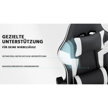 Ergonomic Computer Gaming Chair with Waist Support, Breathable PU Leather Office Chair, Seat Height and Backrest Adjustable