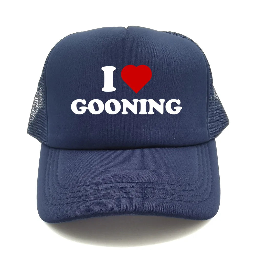 Funny I Love Gooning Baseball Caps Cool Summer Men Mesh Net Hat Humor Trucker Cap Unisex Outdoor Mesh Net Caps MZ-080