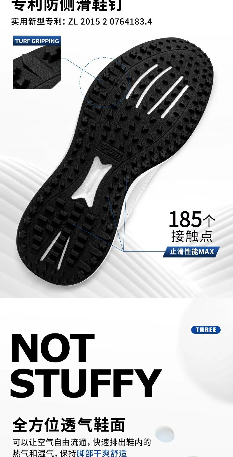 PGM Golf Men's Sports Sneakers Super Soft Popcorn Midsole Knob Lace Anti Slip Breathable Golf Shoes