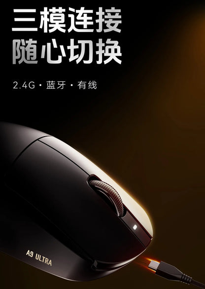 ATK A9 Wireless Gaming Mouse NearLink Technology Ergonomic PAW3395 Tri-Mode Bluetooth Low Latency Esports Mice PC