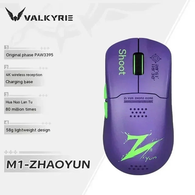 VALKYRIE M1 Wireless Mouse with 4K Wireless Receiver Charger PAW3395 Sensor 26000dpi RGB Wireless Bluetooth Three Mode Mouse