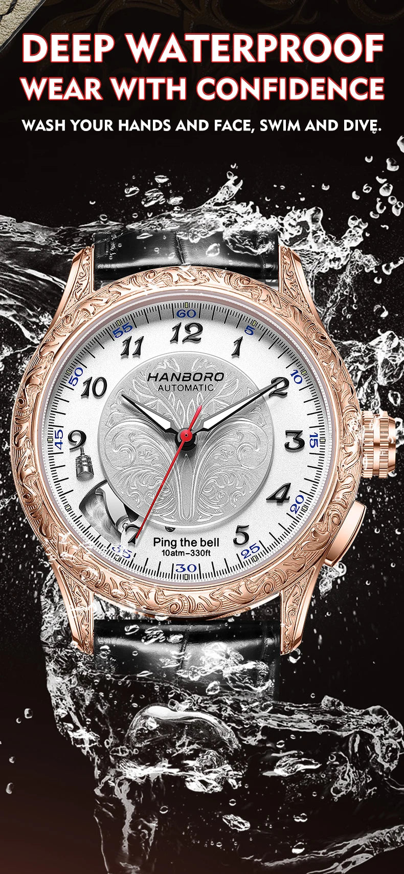 HANBORO hourly clock series men's fully automatic mechanical watch 5379