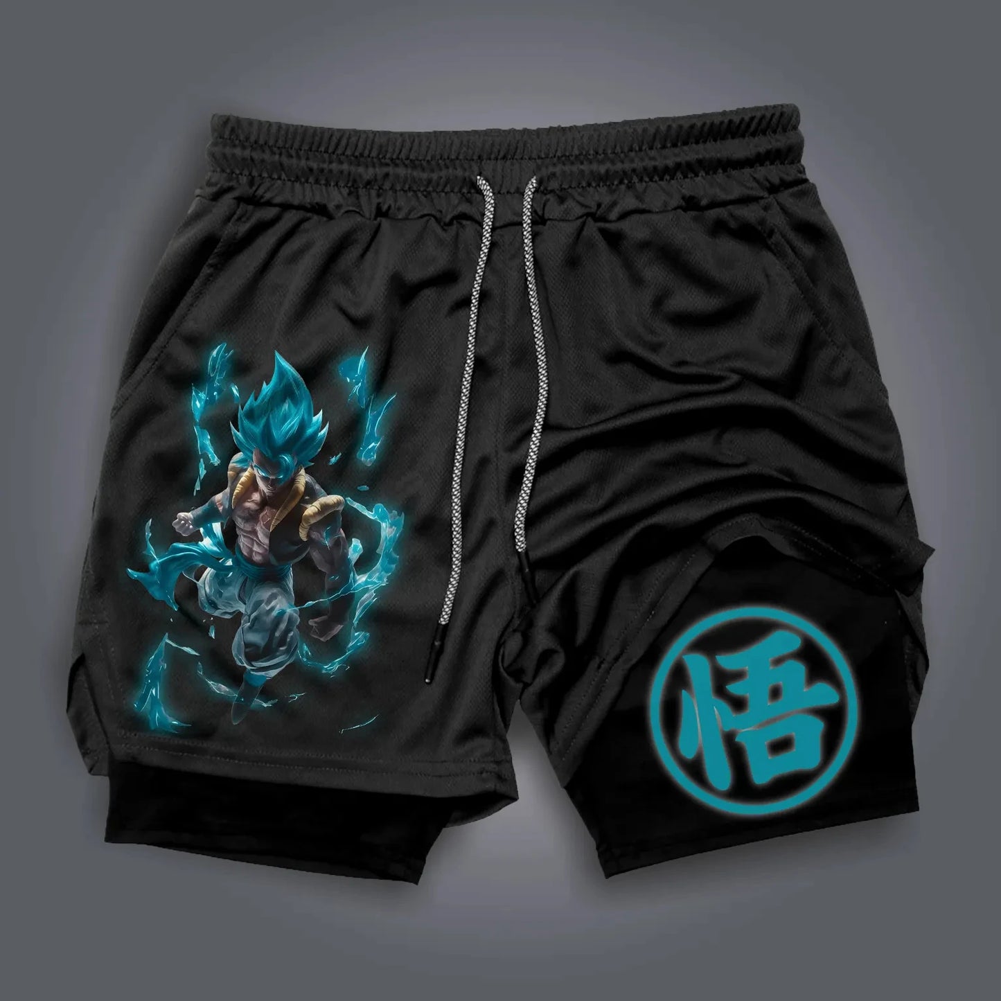 Dragon Ball Majin Buu & Goku American Sports Shorts for Men Summer Comfortable Double Layer Breathable Loose Fit Pants