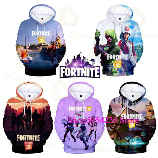 Fortnite Season 2 Boys and Kids Hoodies Cartoon Casual Sweatshirts Battle Game Heroes Print Polyester Autumn Girls Pullovers