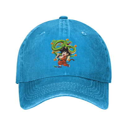 Retro Kamehameha Kid Goku Anime Baseball Caps Unisex Distressed Cotton Headwear Dragon Ball Outdoor Workouts Gift Hats Cap