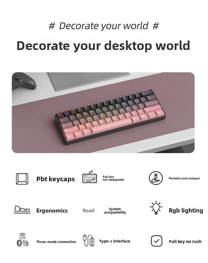 Wireless Gaming Mechanical Keyboard  Bluetooth 60 Percent RGB White Triple Mode Portable Keyboards  key board claviers teclado