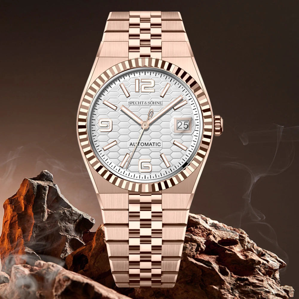 Specht & Söhne New Mens Watches Miyota 8215 Automatic Mechanical Wristwatches Stainless Steel Watch Relogio Masculino 37MM