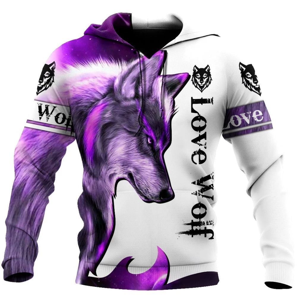 Fashion Autumn Lion, Wolf Hoodies White Tiger Skin 3D All Over Printed Men's Sweatshirt Unisex Zip Pullover Casual Jacket