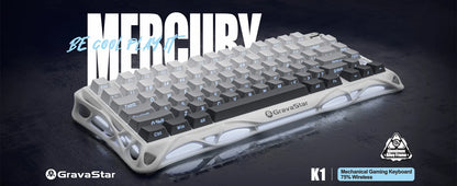GravaStar Mercury K1 75% Wireless Mechanical Gaming Keyboard, Aluminum Alloy Exoskeleton Design, RGB Backlit, Hot-Swap Socket