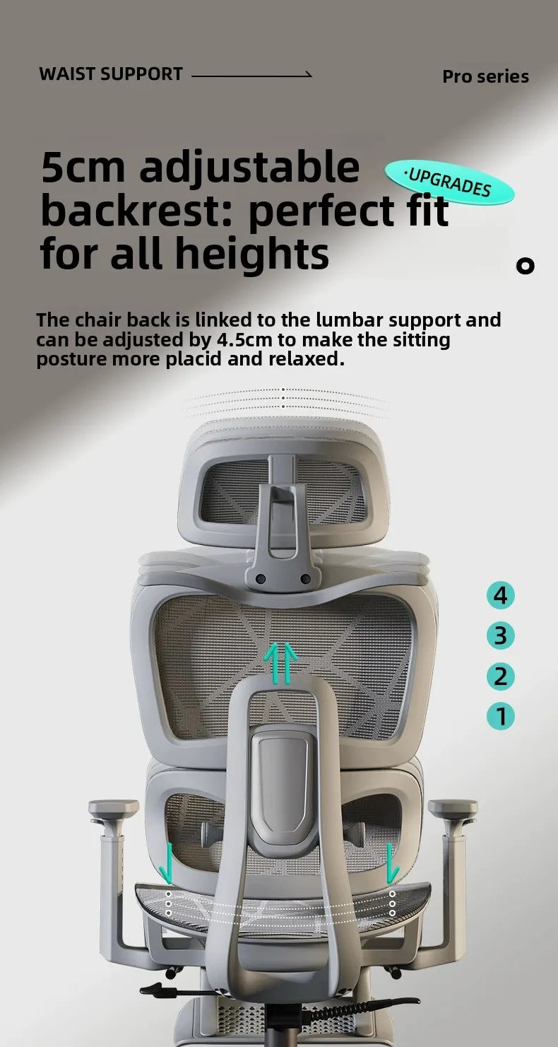 Breathable Ergonomic Office Computer Chair Reclining Gaming Chair  Comfort Lumbar Support  Long Sitting Adjustable Swivel Design