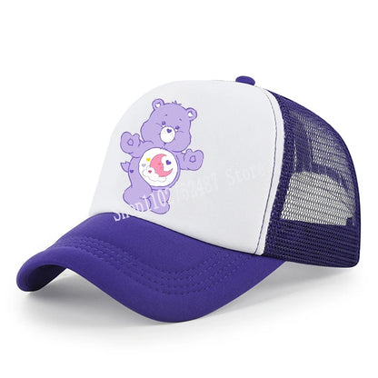 Anime Care Bears baseballová čepice pro dívky a ženy, nová outdoorová sportovní sluneční čepice, letní prodyšná síťovaná sluneční čepice, dětská i dospělá pokrývka hlavy, dárek