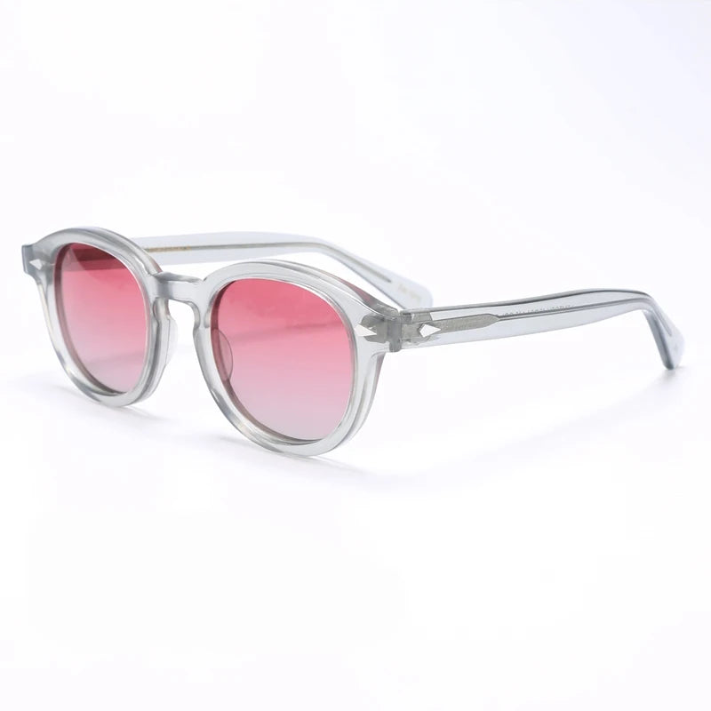 Polariserade solglasögon för män och kvinnor, Johnny Depp-inspirerade solglasögon i Lemtosh-stil, retro, runda, acetatbåge, UV400-glas, Oculos