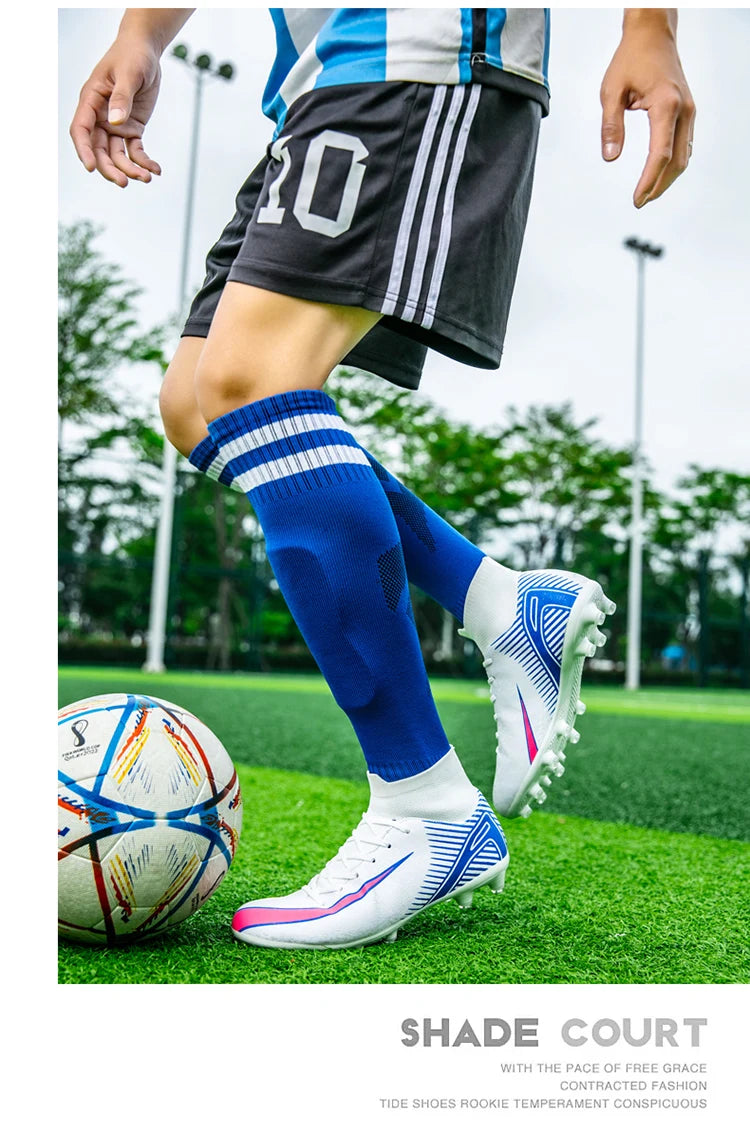 High Top Football Boots Men's Large Size 47 Training Sports AG Long Nail TF Broken Nail Ball Shoes Net Lining Rubber Outsole
