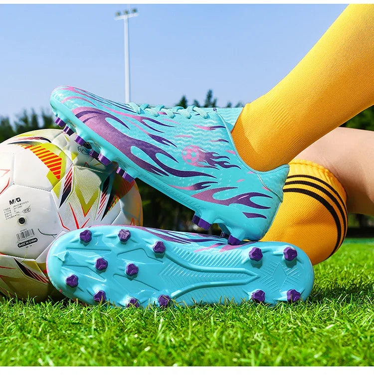 Chaussures de football professionnelles pour hommes, chaussures de sport pour jeunes, avec soutien de la cheville, crampons pour le football, chaussures de sport pour matchs en extérieur et entraînements, antidérapantes et