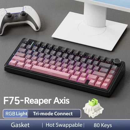 AULA F75 Pro Gasket Mounted Wireless Gaming Mechanical Keyboard RGB Customized 75% Layout Side-engraving PBT Keycaps