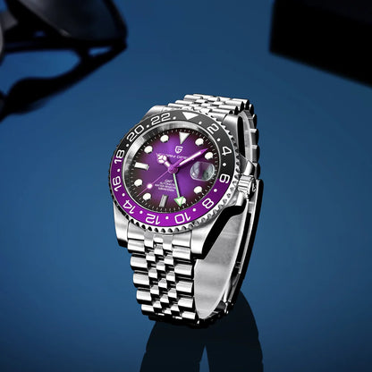 Relógio mecânico para homem Pagani Design GMT – Modelo de luxo com vidro de safira, caixa em aço inoxidável e luneta em cerâmica – Relógio automático para homem, estilo profissional