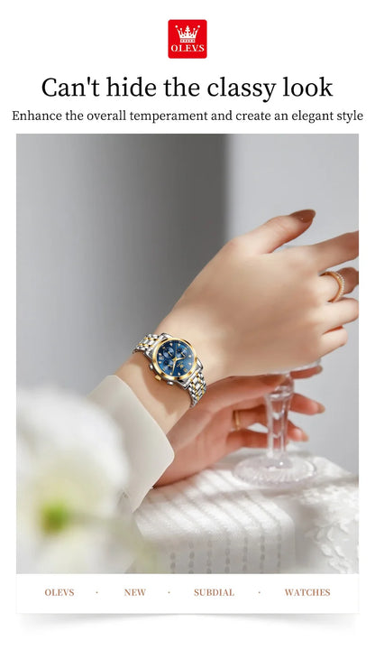 OLEVS 2858 Women Watch Luxury Brand Quartz Watch Waterproof Luminous Date Chronograph Women Bracelet Dress Diamond Watch Reloj