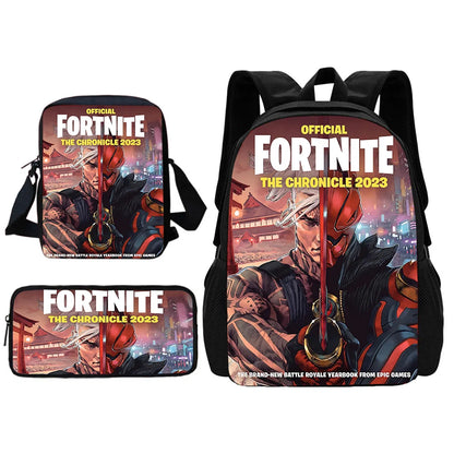 Mochila escolar infantil con bolso de hombro y estuches para lápices, bolsas escolares con diseño de juego popular F-FortniteS para niños y niñas, el mejor regalo