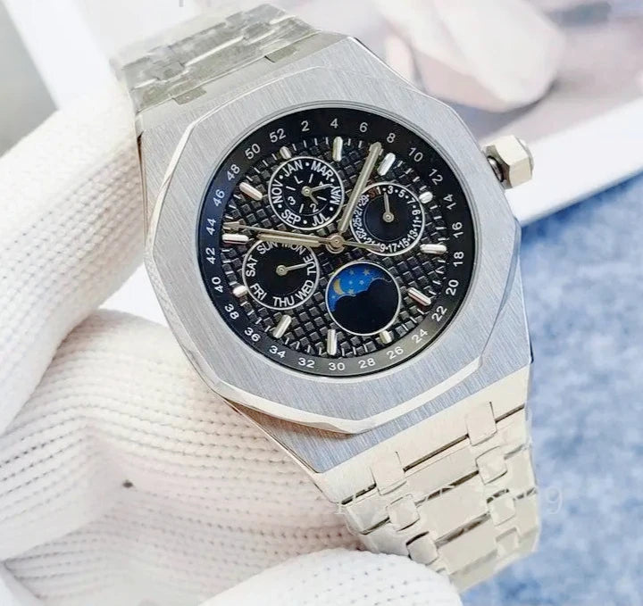 High End 42mm Luxury Mens Automatic Watches 904L Stainless Steel Black Blue Rubber Bracelet Sapphire Lens Waterproof Casual