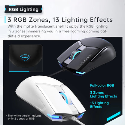 Machenike M7Pro Wired Gaming Mouse USB Instant A825 12800DPI 1000Hz 7 Button 65g RGB For Laptop PC Mouse Gamer