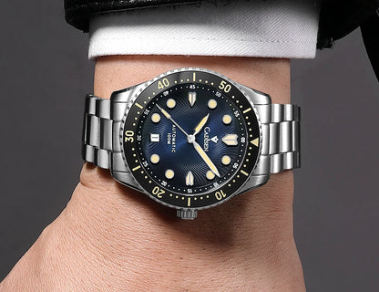 CADISEN Mechanical Automatic Watch Luxury Sapphire Japan MIYOTA 8215 Blue Wristwatch Ceramic Ring Waterproof Gift Men Watch
